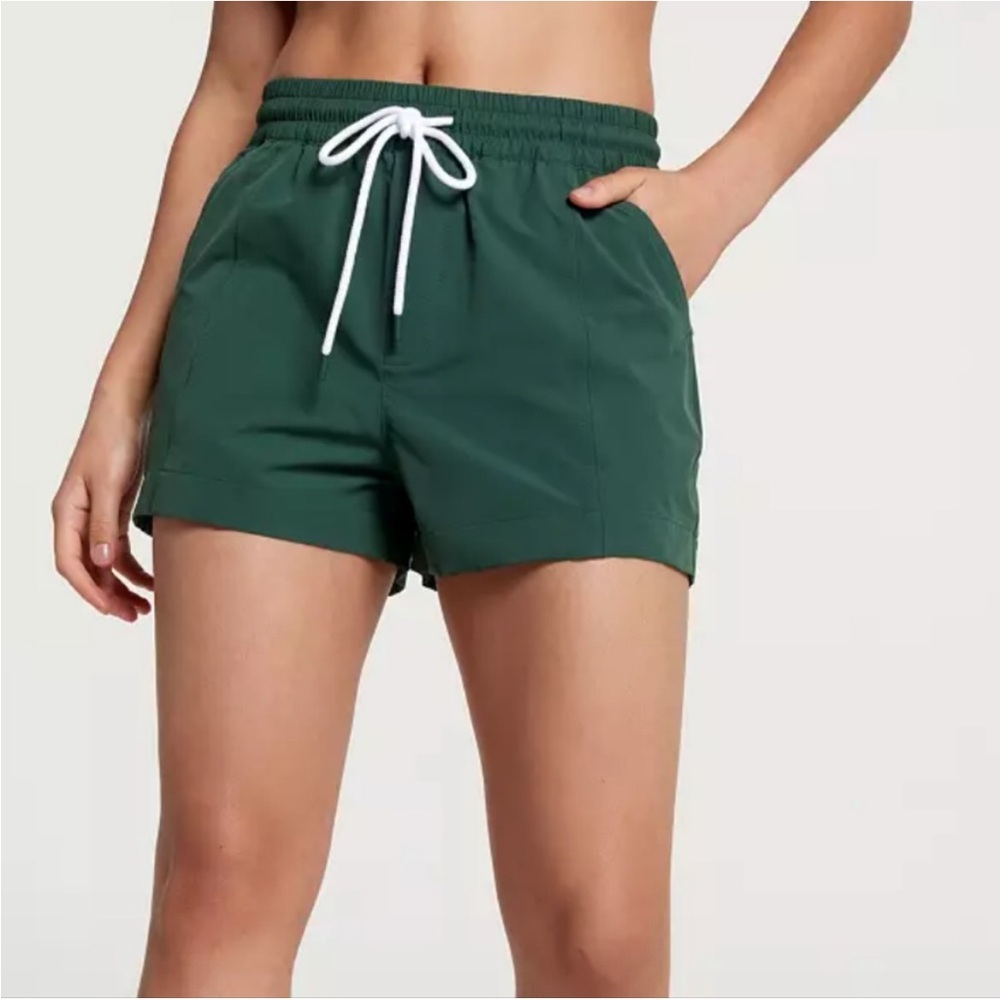 CALIA High Waisted Swim Utility Board Short, Green Color, Size XL